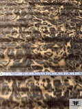 Hazy Animal Pattern and Striped Warp Printed Polyester Taffeta - Tan / Brown / Coral