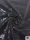 Sequins and Beads on Fused Stretch Netting - Black