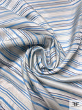 Striped Jacquard Matte Satin - Sky Blue / Light Ivory