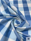 Buffalo Plaid Printed Polyester Poplin - Blue / Light Ivory