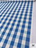 Buffalo Plaid Printed Polyester Poplin - Blue / Light Ivory