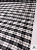 Plaid Yarn-Dyed Silk Shantung - Black / Off-White