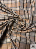 Plaid Shimmery Yarn-Dyed Polyester Taffeta - Metallic Tan / Grey / Nude / Black