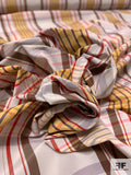 Plaid Yarn-Dyed Polyester Taffeta - Marigold / Red / Brown / Grey
