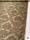 Damask Jacquard Silk Brocade - Antique Gold / Tan Brown