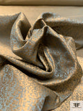 Graphic Woven Taffeta-Like Jacquard Silk Brocade - Antique Gold / Grey-Olive
