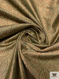 Regal Paisley Woven Jacquard Silk Brocade - Champagne Gold / Olive / Muted Copper