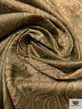 Regal Paisley Woven Jacquard Silk Brocade - Champagne Gold / Olive / Muted Copper