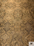 Royal Pattern Woven Jacquard Silk Brocade - Champagne Gold / Muted Copper / Black