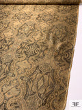 Royal Pattern Woven Jacquard Silk Brocade - Champagne Gold / Muted Copper / Black