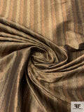 Hazy Striped Woven Jacquard Silk Brocade - Muted Copper / Champagne Gold / Brown