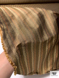 Hazy Striped Woven Jacquard Silk Brocade - Muted Copper / Champagne Gold / Brown