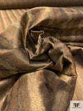 Hazy Striped Woven Jacquard Silk Brocade - Muted Copper / Champagne Gold / Brown