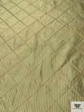 Striped Silk Shantung with Diamond Yarn Stitching - Antique Lime / Olive Green