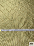 Striped Silk Shantung with Diamond Yarn Stitching - Antique Lime / Olive Green