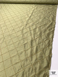 Striped Silk Shantung with Diamond Yarn Stitching - Antique Lime / Olive Green