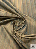 Hazy Striped Woven Jacquard Silk Brocade - Muted Copper / Champagne Gold / Muted Seafoam