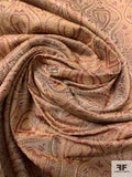 Regal Paisley Woven Jacquard Silk Brocade - Beige / Tan / Muted Red