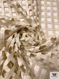 Silk Shantung Ribbons Stitched in Geometric Pattern - Antique Ivory