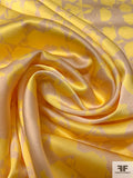 Blotchy Geometric Printed Heavy Stretch Silk Charmeuse - Yellow / Nude