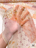 Patchwork Printed Silk Chiffon - Coral / Lavender / Ochre / Light Beige