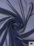 Ethnic Geometric Printed Silk Chiffon - Navy / Black