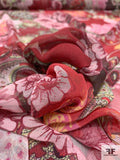 Multi-Pattern Exotic Printed Silk Chiffon - Red / Lime / Pinks / Brown / Yellow