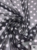 Polka Dot Printed Silk Chiffon - Black / Off-White