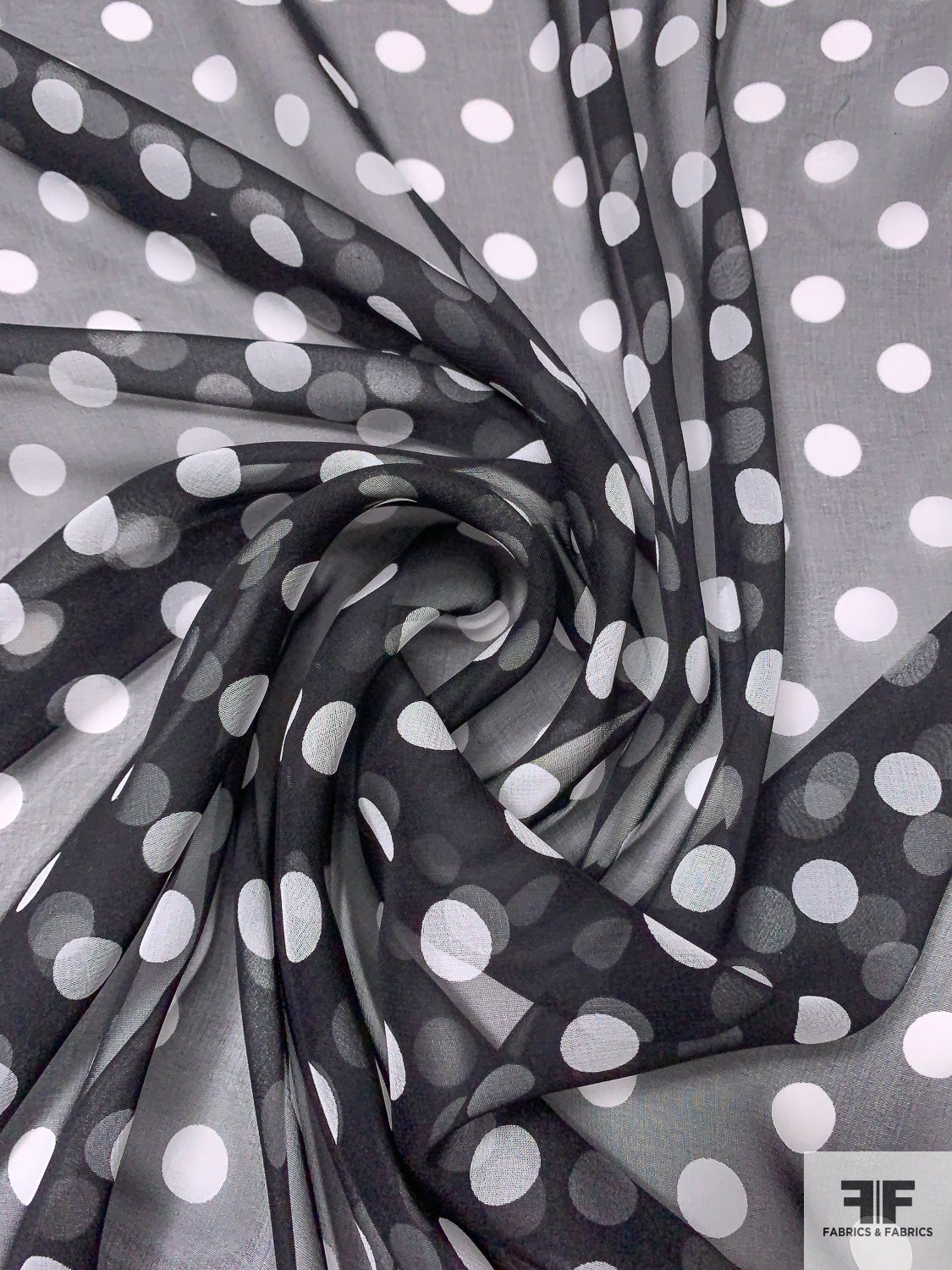 Black/White Speckled Silk Chiffon - Fabrics & Fabrics