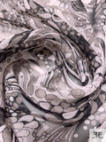 Groovy Paisley Printed Silk Chiffon - Taupe / Black / Off-White