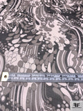 Groovy Paisley Printed Silk Chiffon - Taupe / Black / Off-White