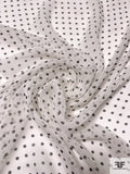 Mini Polka Dot Grid Printed Silk Chiffon - Off-White / Black