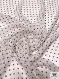 Mini Polka Dot Grid Printed Silk Chiffon - Off-White / Black