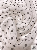 Mini Polka Dot Grid Printed Silk Chiffon - Off-White / Black