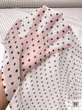 Mini Polka Dot Grid Printed Silk Chiffon - Off-White / Black