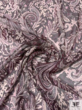 Paisley Printed Silk Chiffon - Maroon / Brown / Off-White / Purple