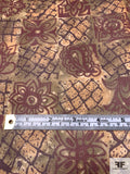 Floral Tiles Printed Silk Chiffon - Caramel / Olive / Maroon