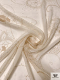 Stencil Floral Printed Silk Chiffon - Cream / Beige