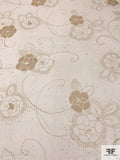 Stencil Floral Printed Silk Chiffon - Cream / Beige