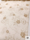 Stencil Floral Printed Silk Chiffon - Cream / Beige