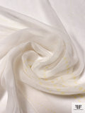 Dotted Striations Printed Silk Chiffon - Pale Yellow / Ivory