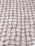 Plaid Printed Crinkled Silk Chiffon - Eggplant / Off-White