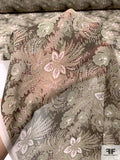 Leafy Floral Bundles Printed Silk Chiffon - Dark Sage / Dark Olive / White