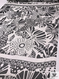 Groovy Floral Printed Silk Chiffon Panel - Black / Off-White