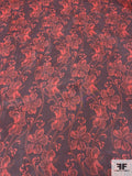 Vine Floral Printed Silk Chiffon - Eggplant / Red