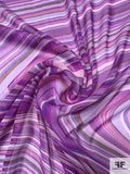 Wavy Hypnotic Printed Silk Chiffon Panel - Shades of Purple / Magenta