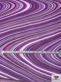 Wavy Hypnotic Printed Silk Chiffon Panel - Shades of Purple / Magenta