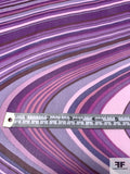 Wavy Hypnotic Printed Silk Chiffon Panel - Shades of Purple / Magenta