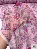 Floral Printed Crinkled Silk Chiffon - Purple / Sky Blue / Lilac