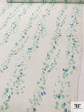 Trailing Delicate Floral Printed Crinkled Silk Chiffon - Seafoam Green / Blue / Off-White